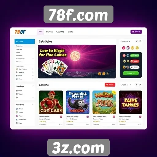 Interface do usuário do site de jogos 78f.com